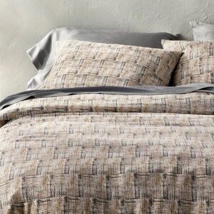 Casaluna King Heavyweight Linen Blend Duvet Cover & Sham Set – Multi Neutral NEW
